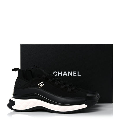Chanel Velvet Calfskin Mixed Fibers CC Sneakers 38.5 Black 9 of 9