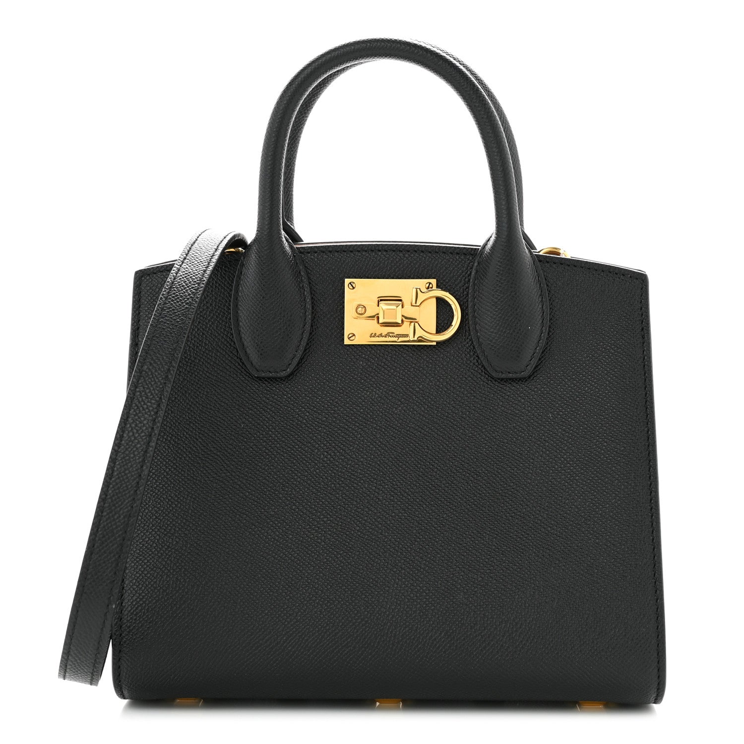 Salvatore Ferragamo Calfskin Small The Studio Box Bag Black 1 of 10