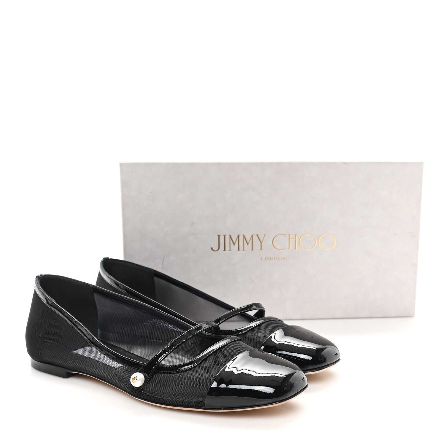 Jimmy Choo Patent Mesh Elisa Flats 39 Black 9 of 9