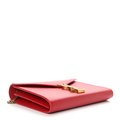 Saint Laurent Grain De Poudre Monogram Cassandra Chain Wallet Red 4 of 12