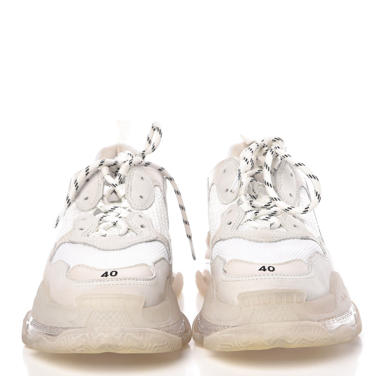 Fabric Mesh Clear Sole Mens Triple S Sneakers 40 White