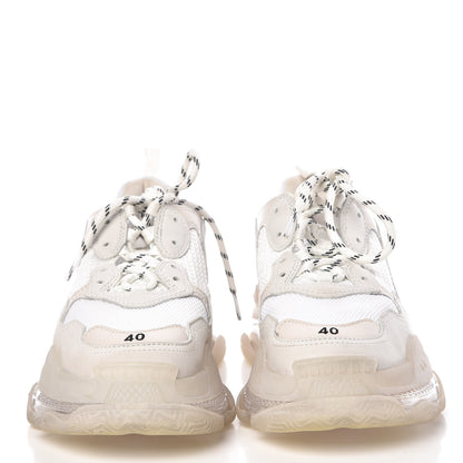 Balenciaga Fabric Mesh Clear Sole Mens Triple S Sneakers 40 White 2 of 15
