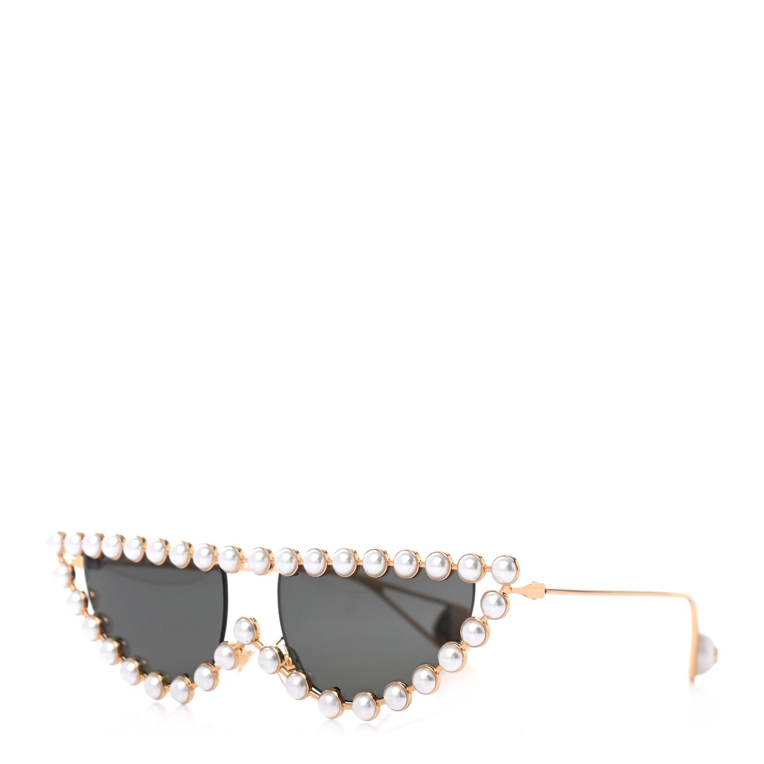 Gucci Metal Pearl Cat Eye Sunglasses GG0364S Gold 1 of 6