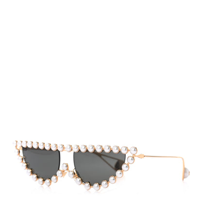 Gucci Metal Pearl Cat Eye Sunglasses GG0364S Gold 1 of 6