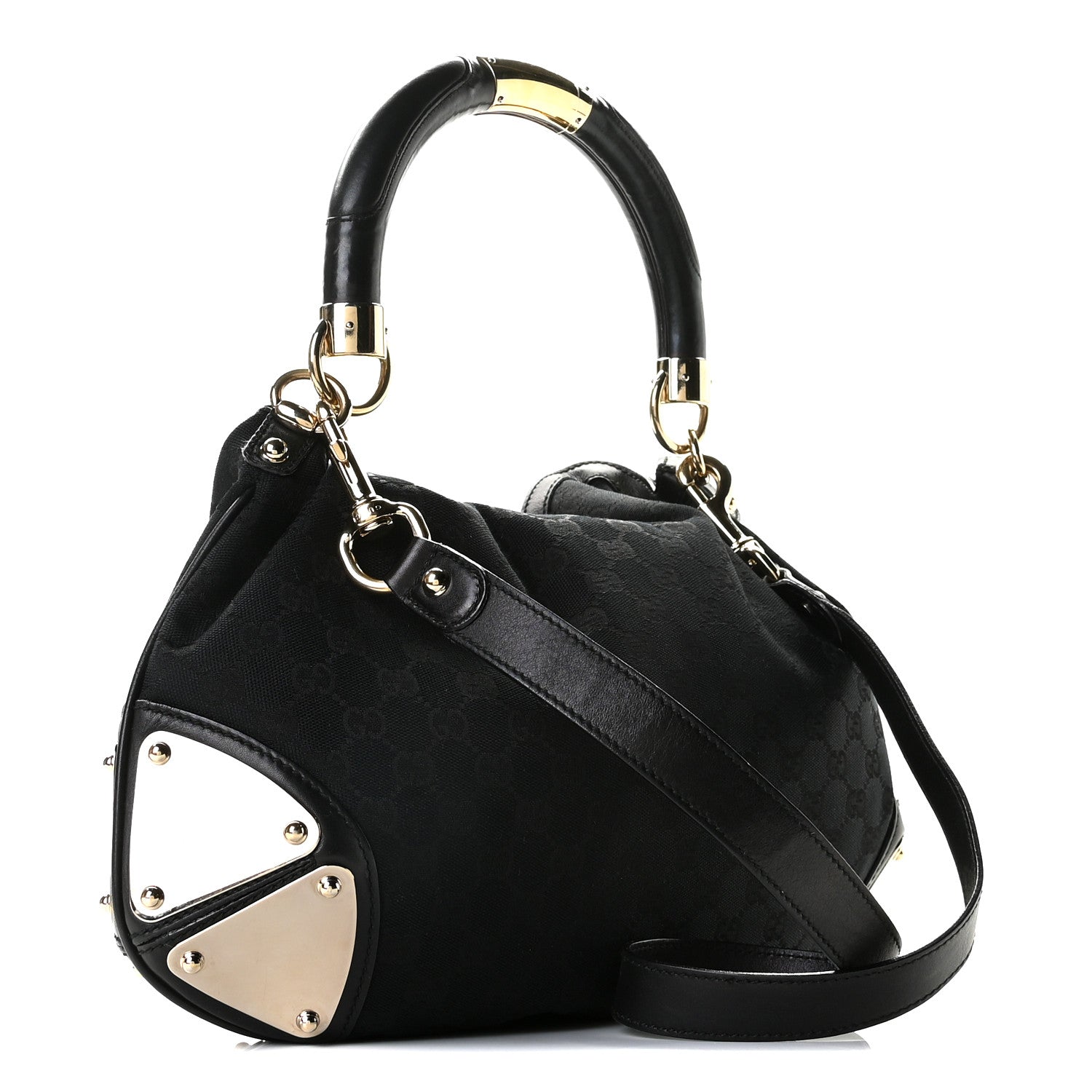 Gucci Monogram Medium Indy Top Handle Hobo Black 3 of 11