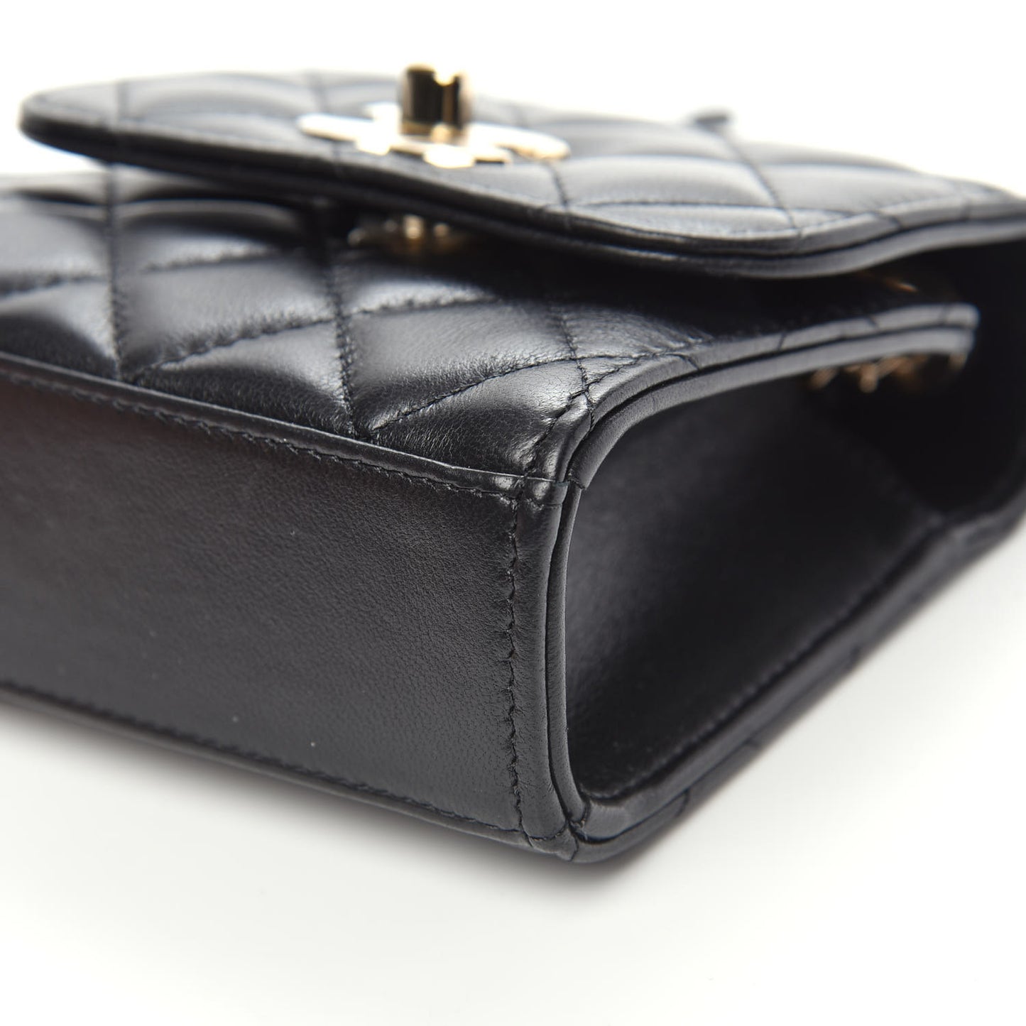 Lambskin Quilted Mini Trendy CC Chain Wallet Black