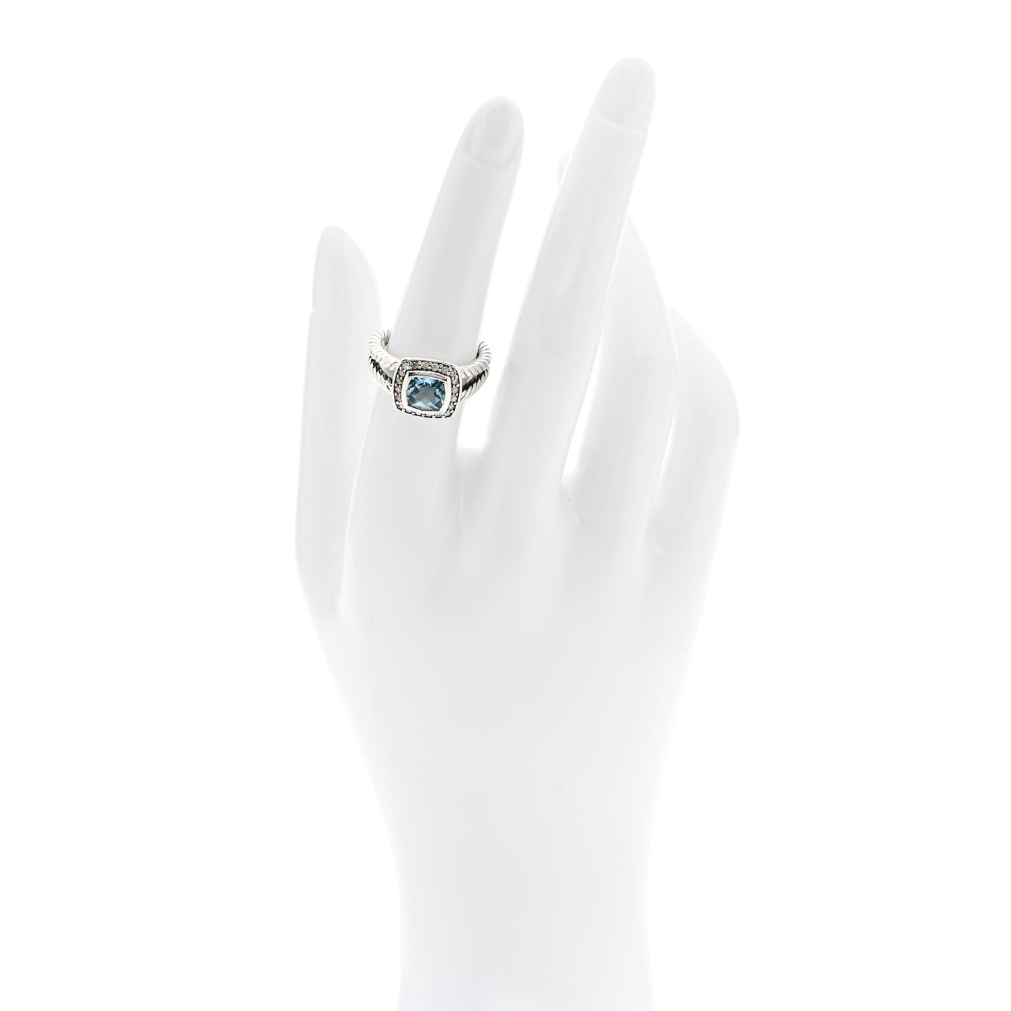 Sterling Silver Diamond Blue Topaz 7mm Petite Albion Ring 53 6.5
