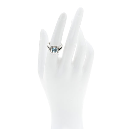 David Yurman Sterling Silver Diamond Blue Topaz 7mm Petite Albion Ring 53 6.5 2 of 5