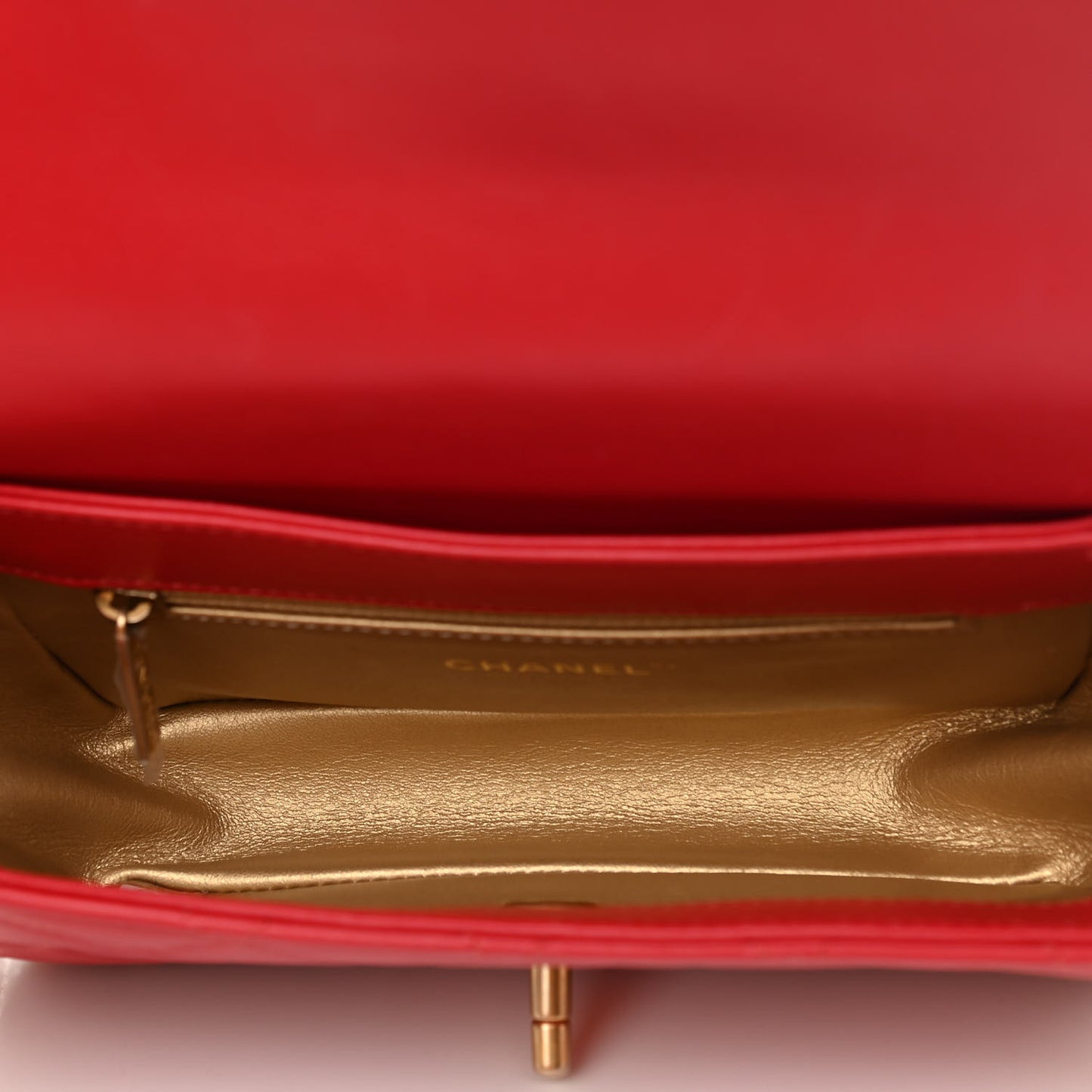 Lambskin Quilted Multiple Chain Flap Red