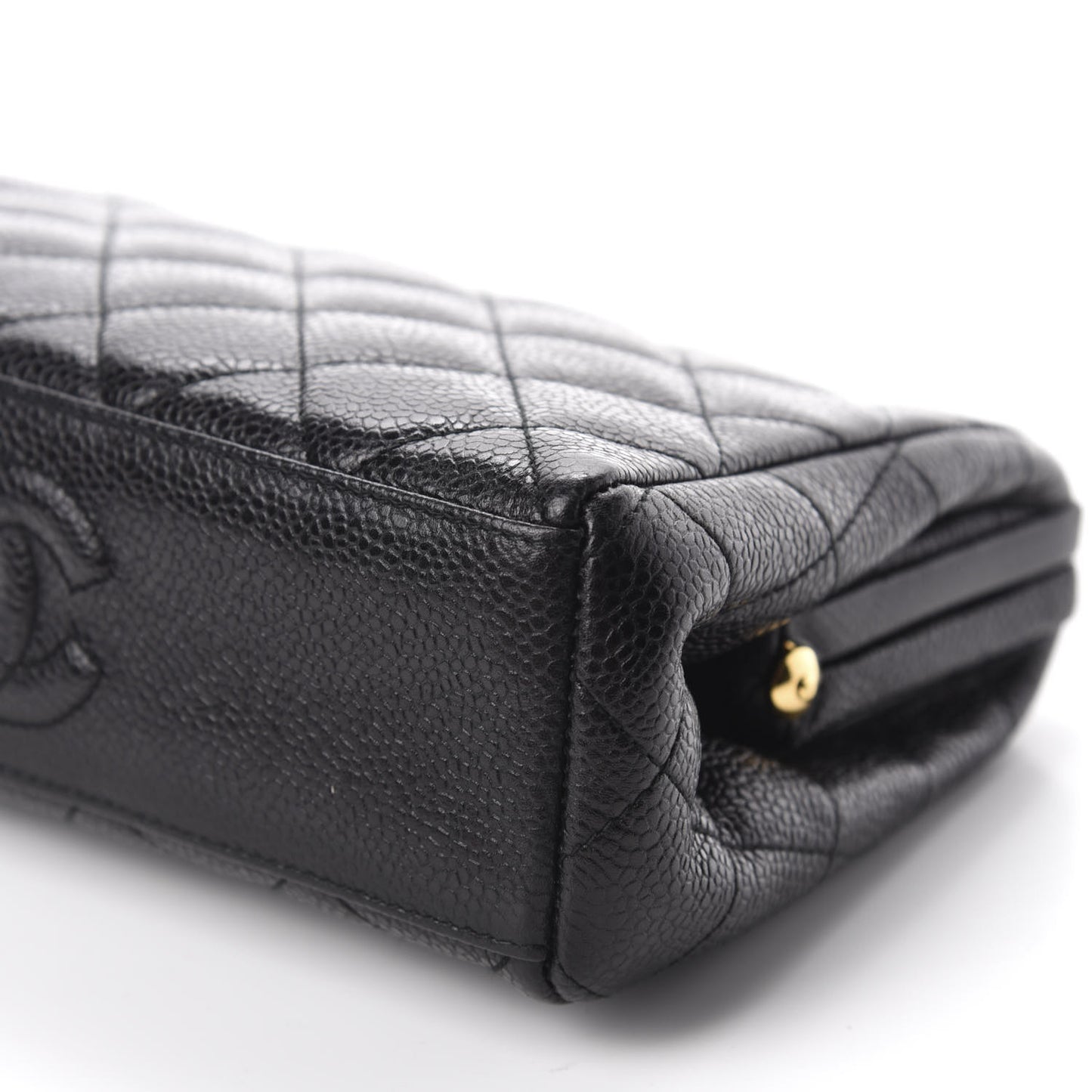 Caviar Quilted Frame Evening Bag Black