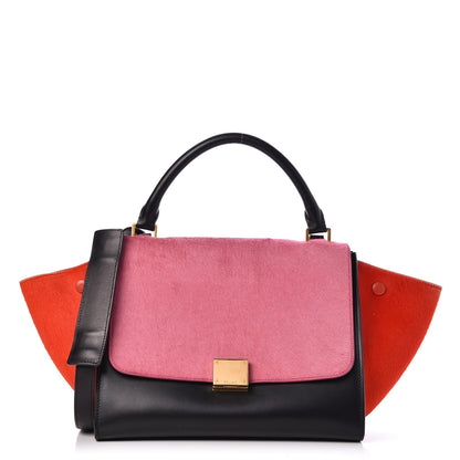 Celine Pony Hair Smooth Calfskin Small Tri-Color Trapeze Pink 1 of 6