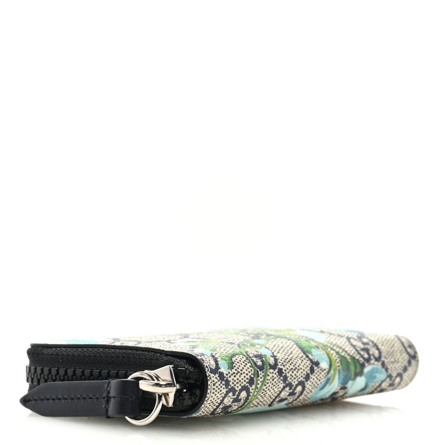 Gucci GG Supreme Monogram Blooms Zip Around Card Case Wallet Beige Blue Navy 1 of 6