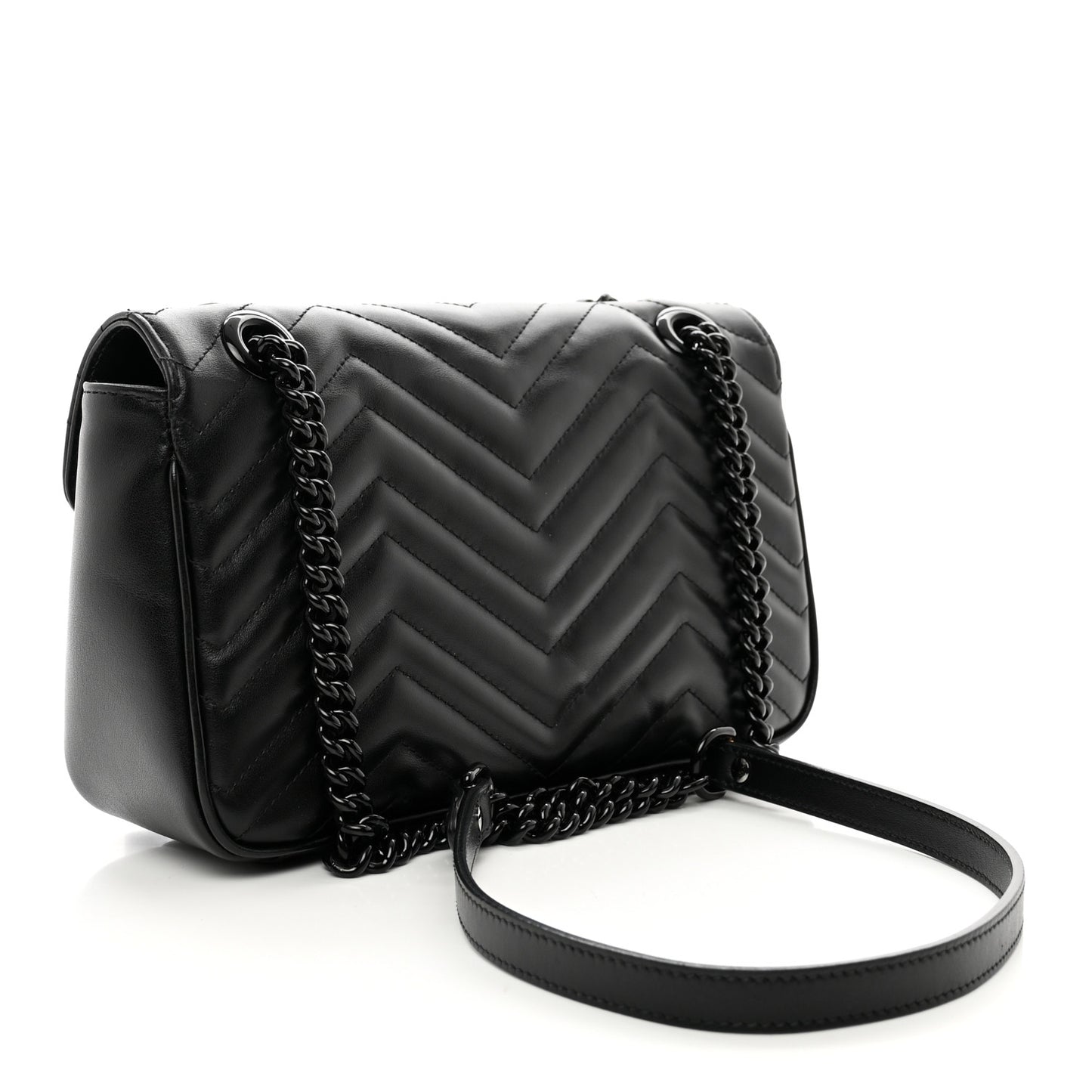 Calfskin Matelasse Monochrome Small GG Marmont Shoulder Bag Black