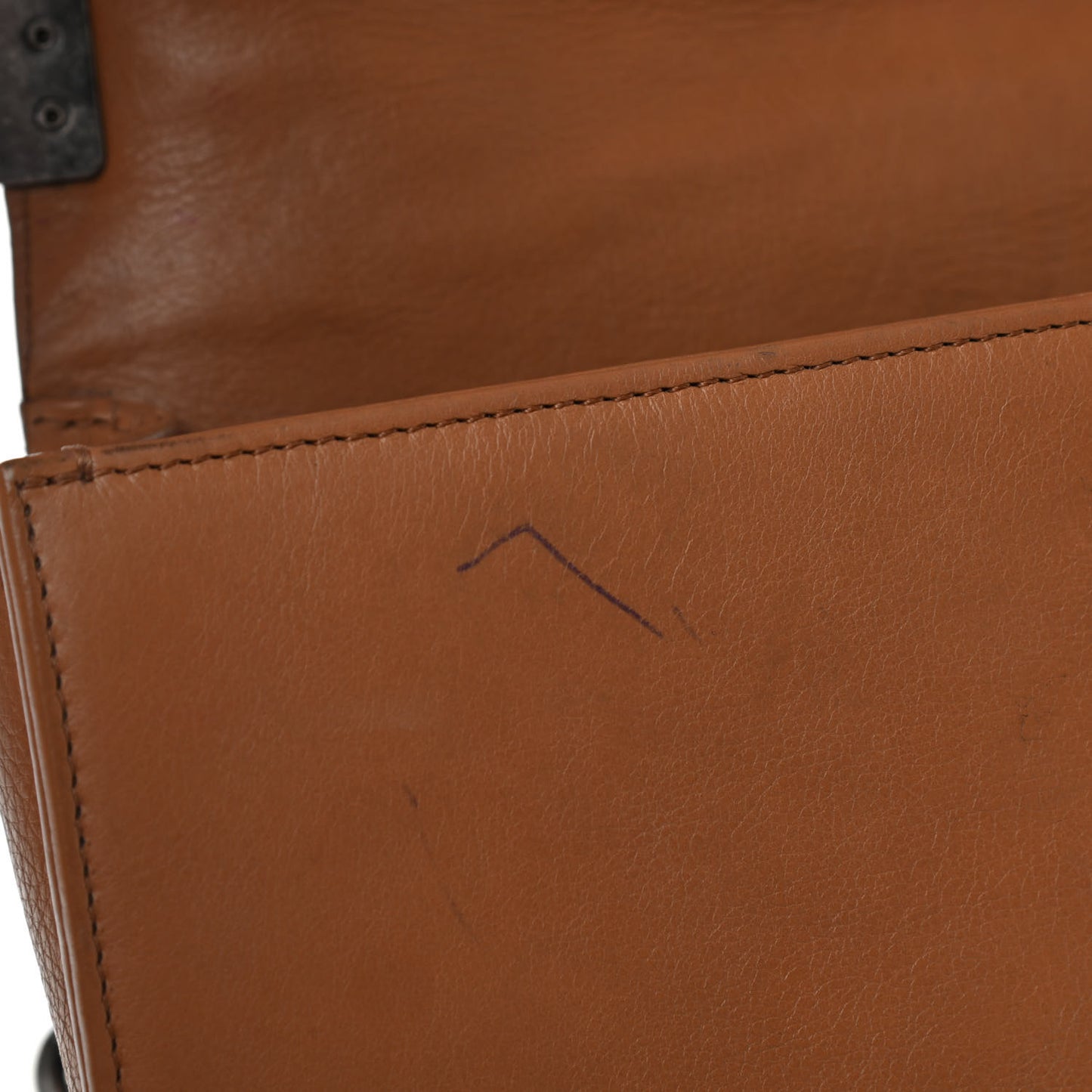 Calfskin Quilted Double Stitch Medium Boy Flap Camel