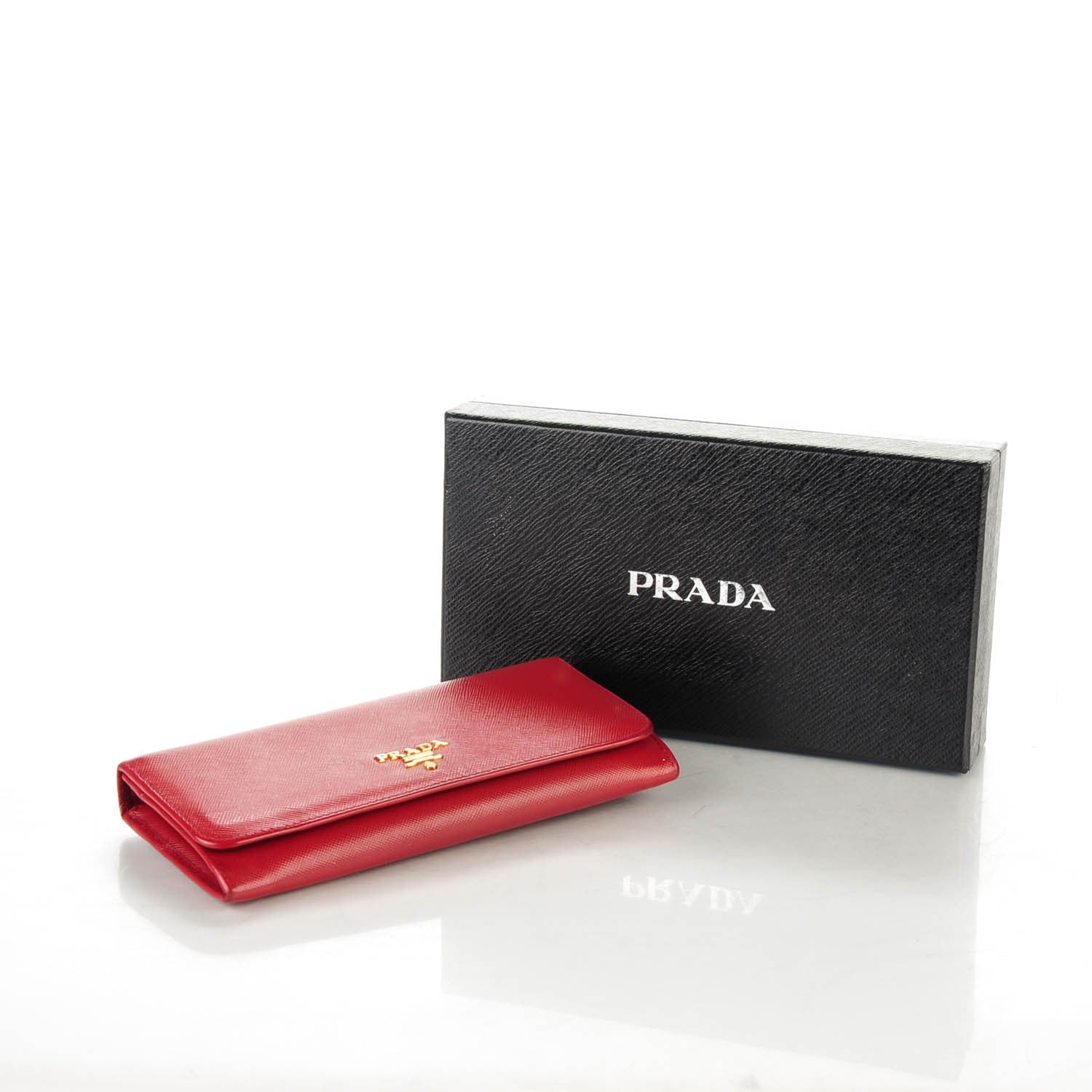 Prada Saffiano Metal Continental Flap Wallet Rubino 4 of 8