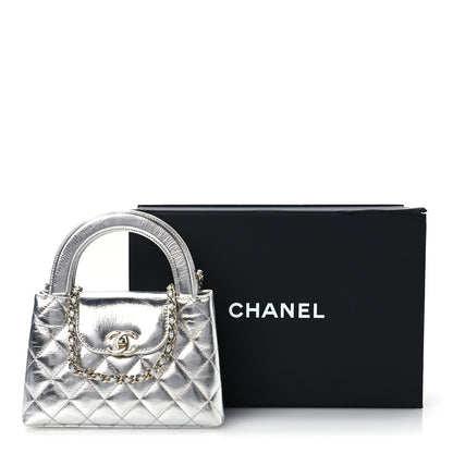 Chanel Metallic Aged Calfskin Quilted Nano Kelly Shopper Silvery 10 of 10