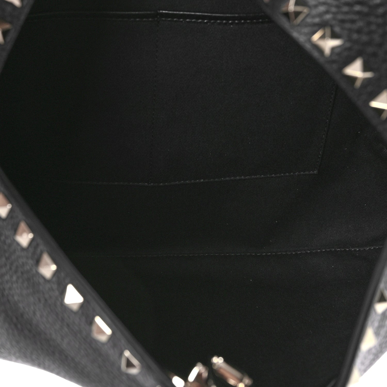 Valentino Garavani Grained Calfskin Large Rockstud Hobo Black 5 of 8