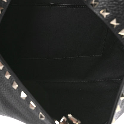 Valentino Garavani Grained Calfskin Large Rockstud Hobo Black 5 of 8