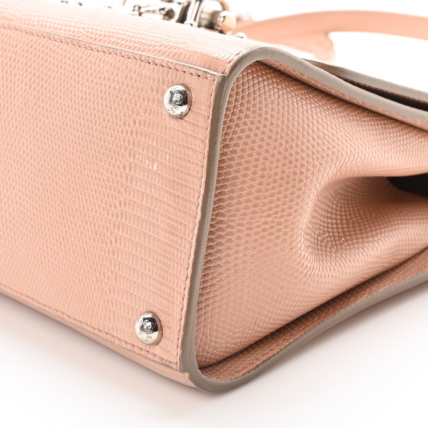 Lizard Calfskin Embossed Small Monica Top Handle Bag Pink