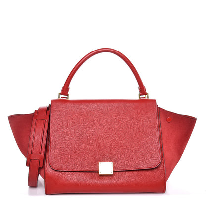 Celine Drummed Calfskin Suede Medium Trapeze Coquelicot 1 of 7