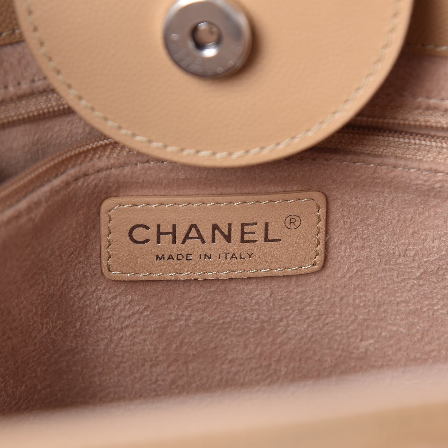 Chanel Caviar Small Studded Deauville Tote Beige 6 of 10