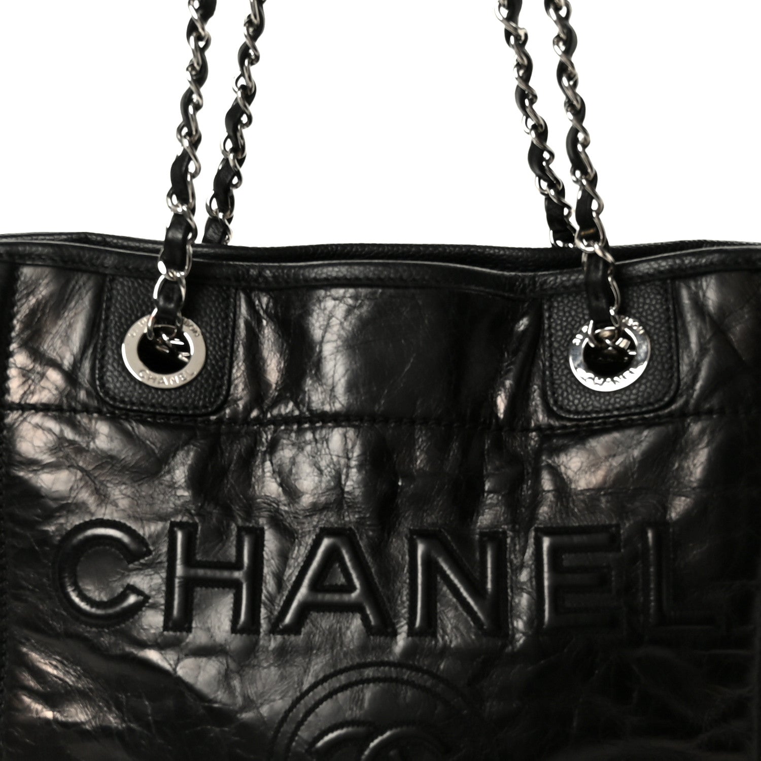Chanel Glazed Calfskin Mini Deauville Tote Black 8 of 10