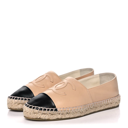 Chanel Lambskin CC Espadrilles 36 Beige Black 3 of 13