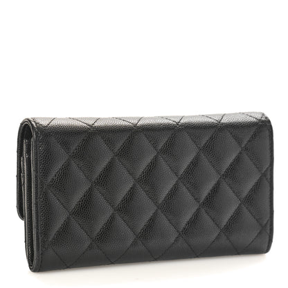 Chanel Caviar Quilted Crystal CC Large Gusset Flap Wallet Black 3 of 10