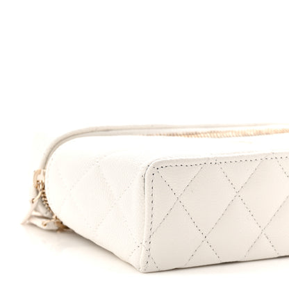 Chanel Caviar Quilted Top Handle Slim Vanity With Chain White 9 of 11