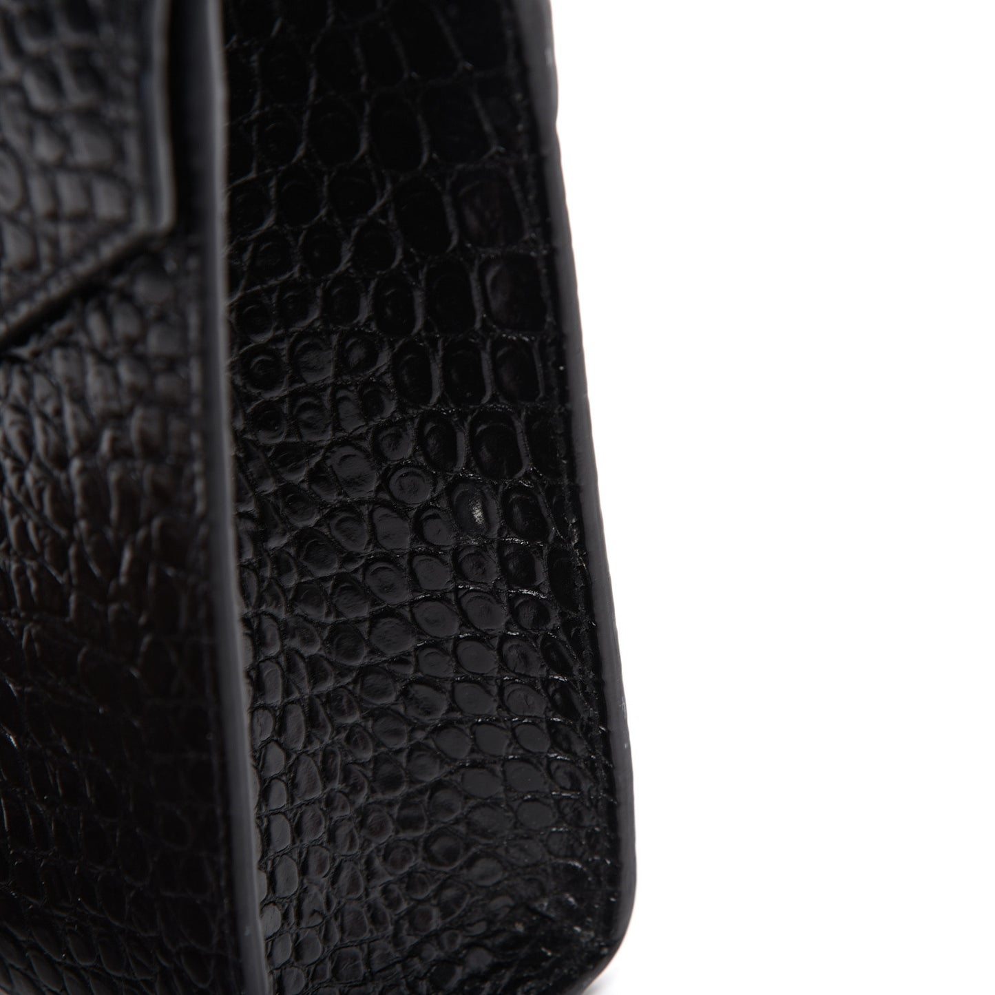 Calfskin Crocodile Embossed Medium Monogram Envelope Chain Shoulder Bag Black