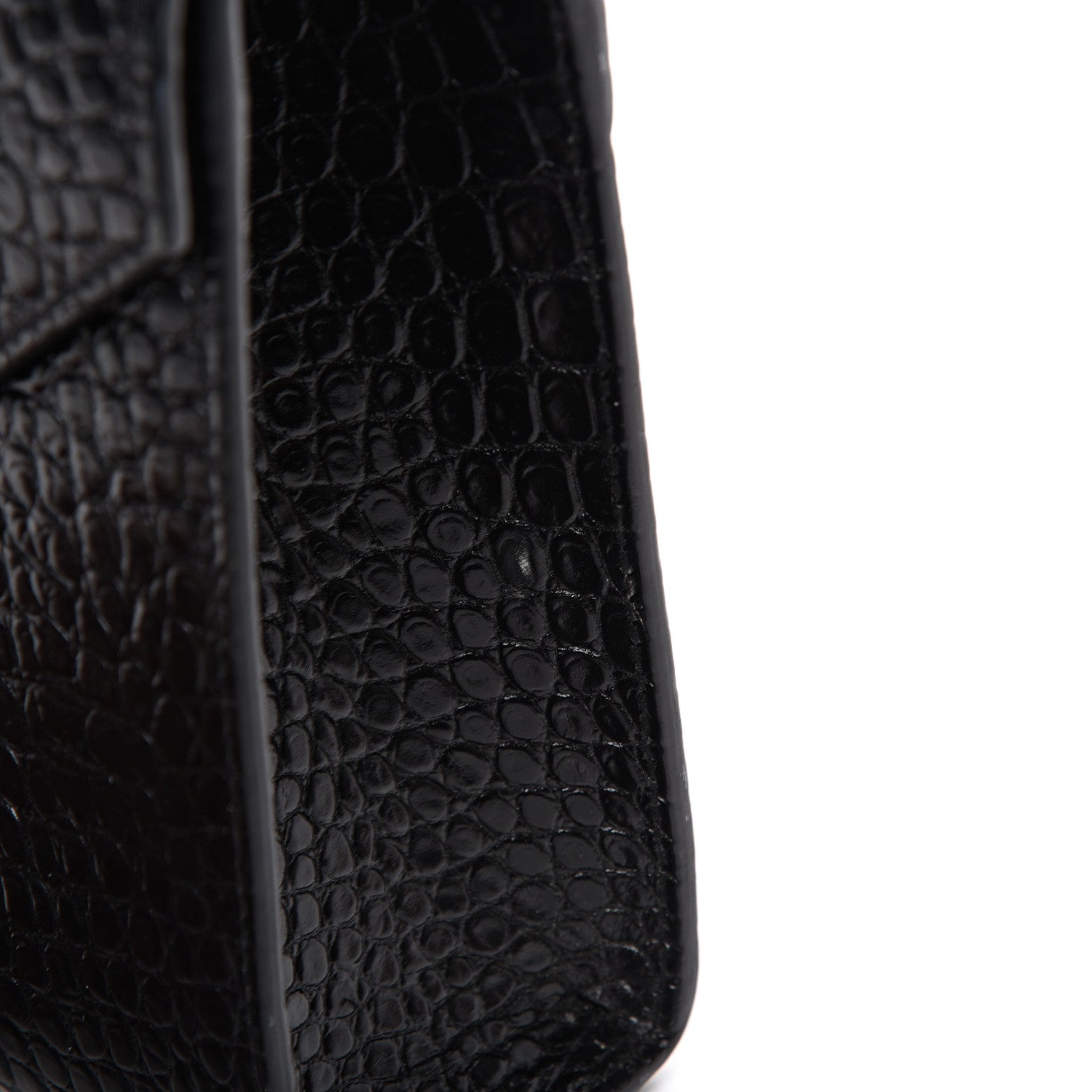 Saint Laurent Calfskin Crocodile Embossed Medium Monogram Envelope Chain Shoulder Bag Black 12 of 15