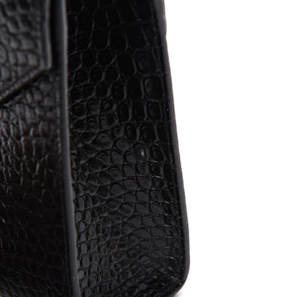 Saint Laurent Calfskin Crocodile Embossed Medium Monogram Envelope Chain Shoulder Bag Black 12 of 15