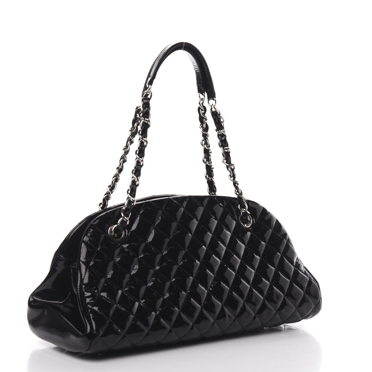 Patent Quilted Medium Just Mademoiselle Bowling Bag Black