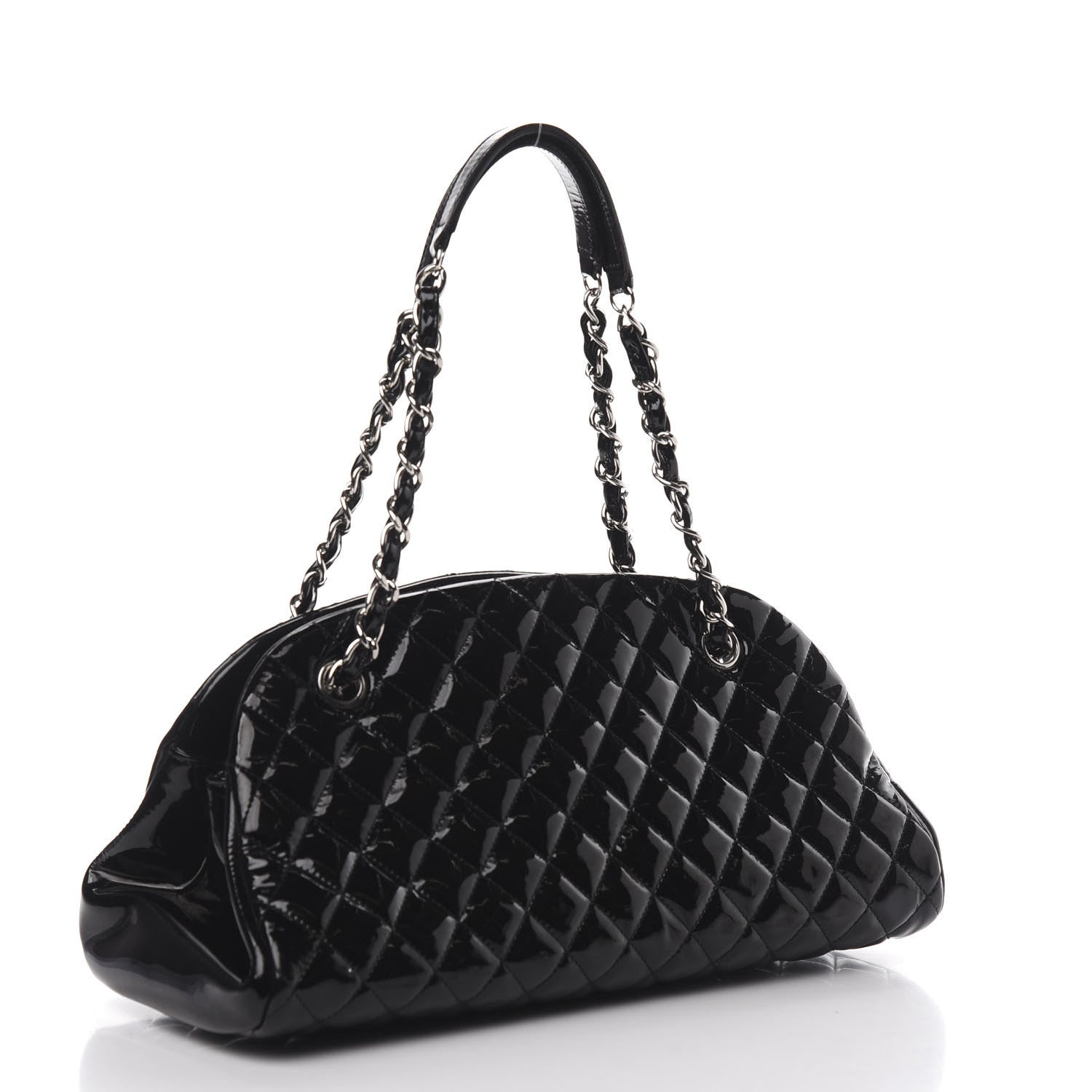 Chanel Patent Quilted Medium Just Mademoiselle Bowling Bag Black 3 of 10