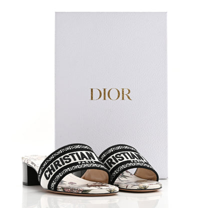 Christian Dior Canvas Jardin Botanique Embroidered Dway 40mm Slide Sandals 37 White Multicolor 9 of 9