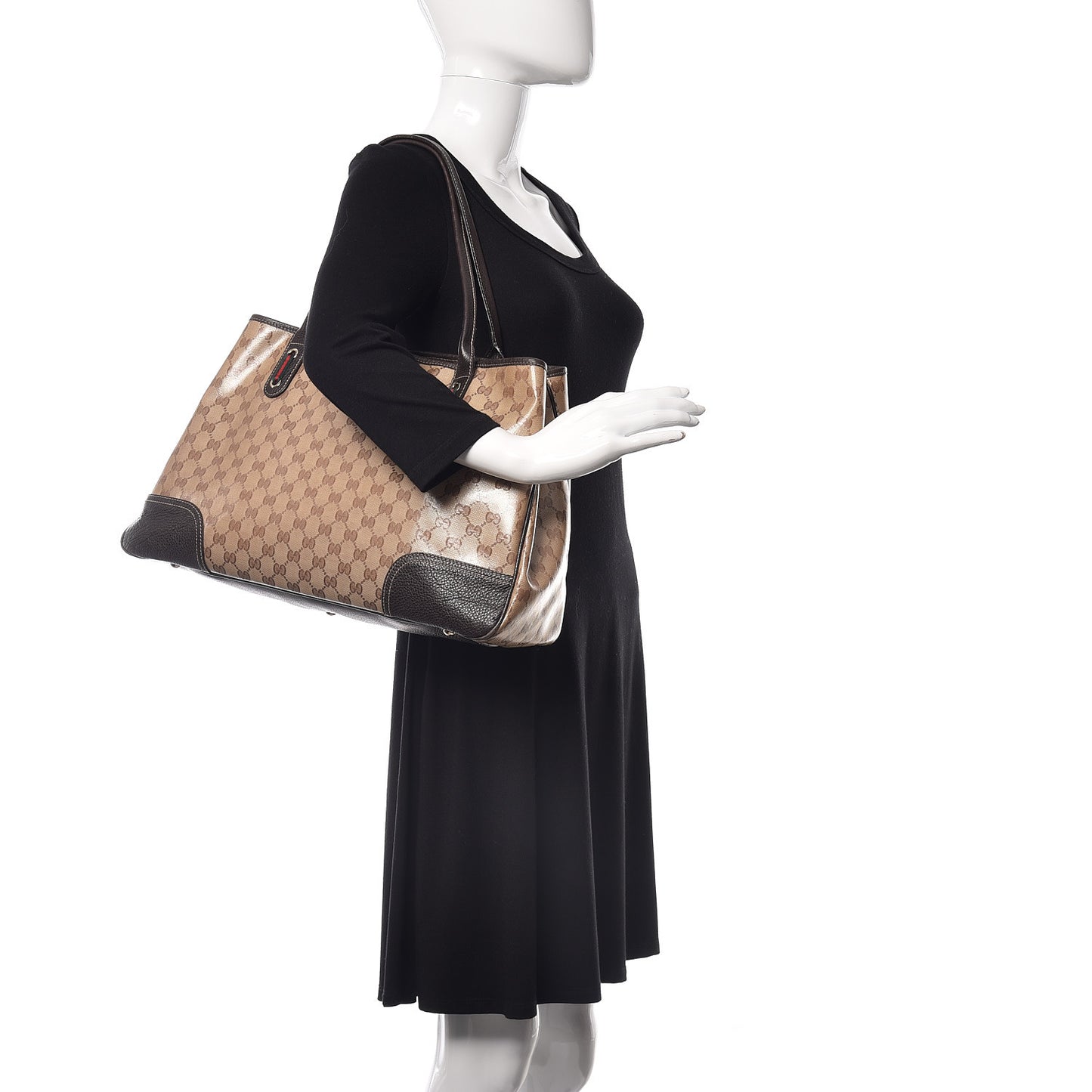 Crystal Monogram Large Princy Tote Dark Brown