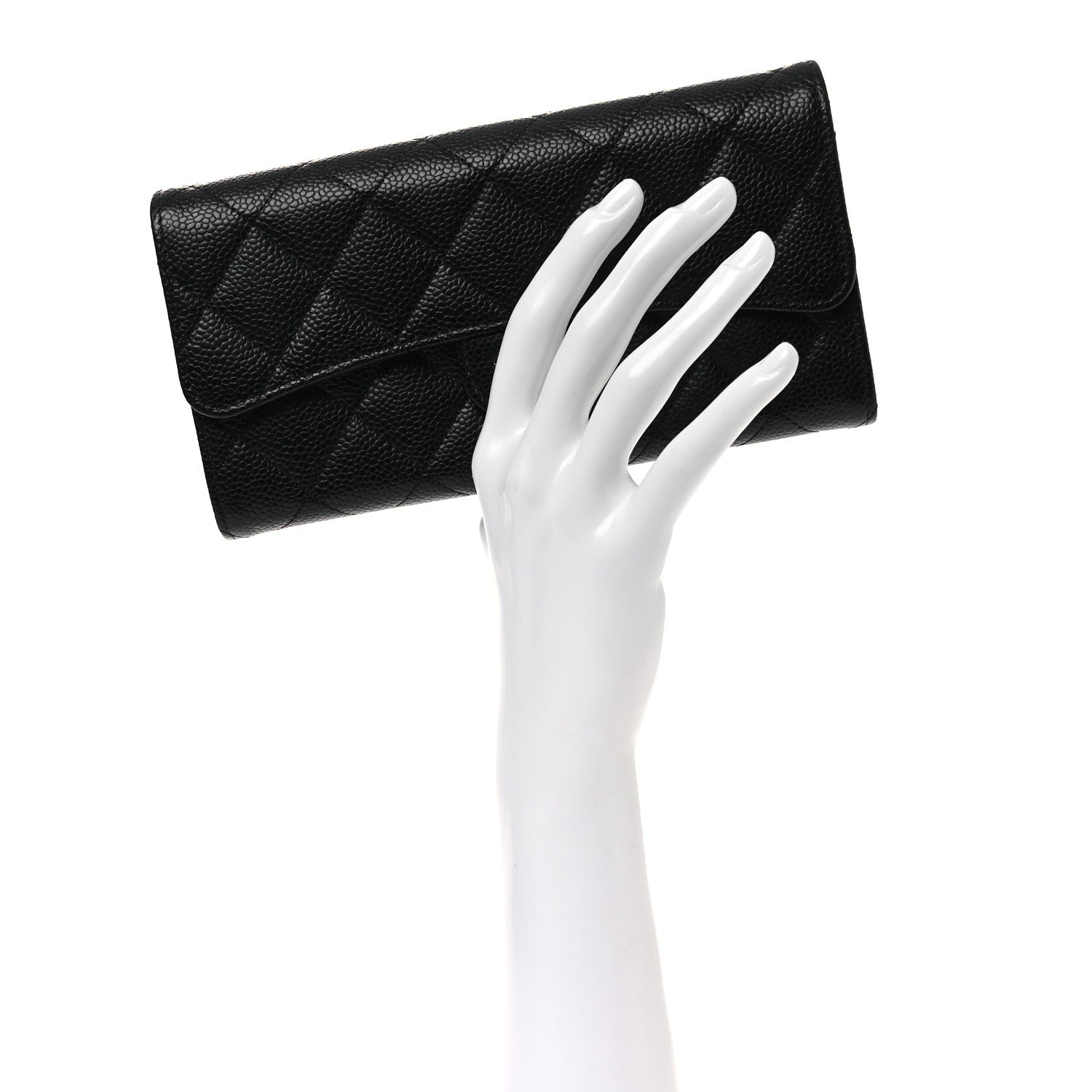 Chanel Caviar Quilted Large Gusset Flap Wallet Black 2 of 9