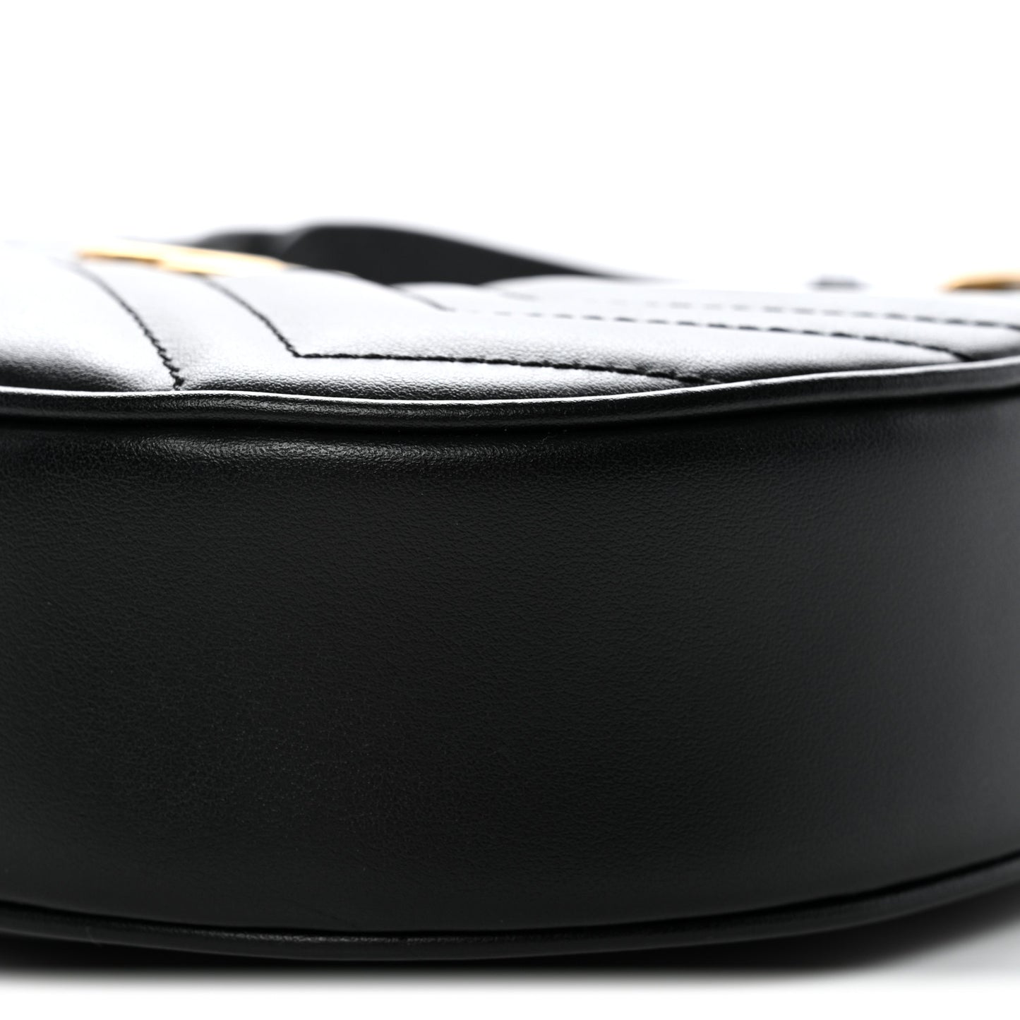 Calfskin Matelasse Chevron Mini GG Marmont Half Moon Hobo Black