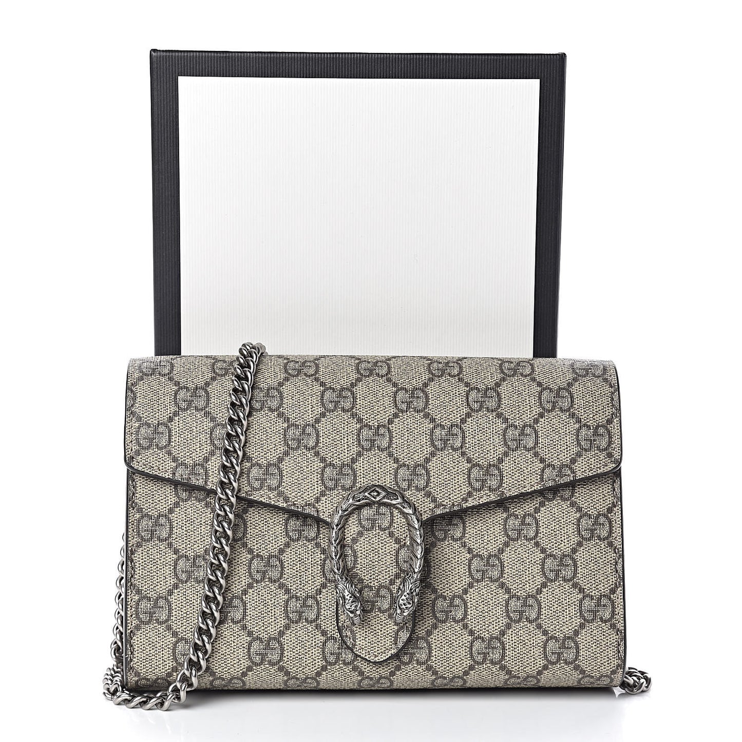 GG Supreme Monogram Mini Dionysus Chain Wallet Beige Taupe