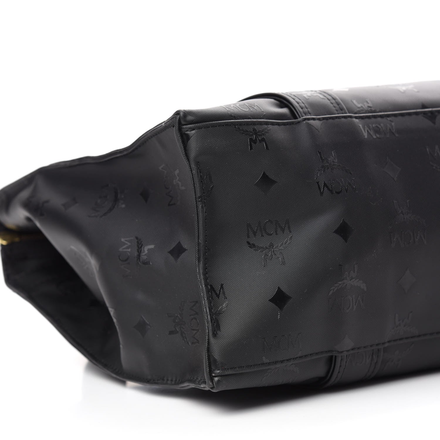 MCM Monogram Coated Canvas Tote Bag Black 6 of 9