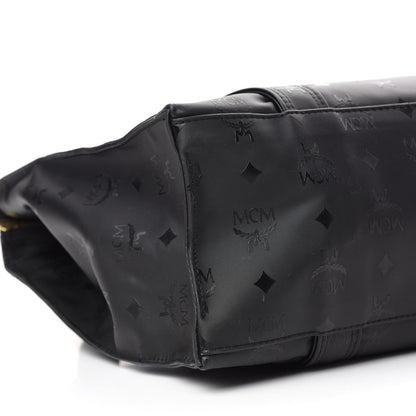 MCM Monogram Coated Canvas Tote Bag Black 6 of 9
