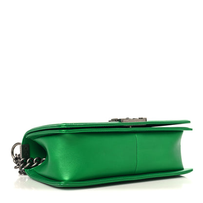 Chanel Metallic Calfskin Quilted Medium Boy Flap Green 4 of 10