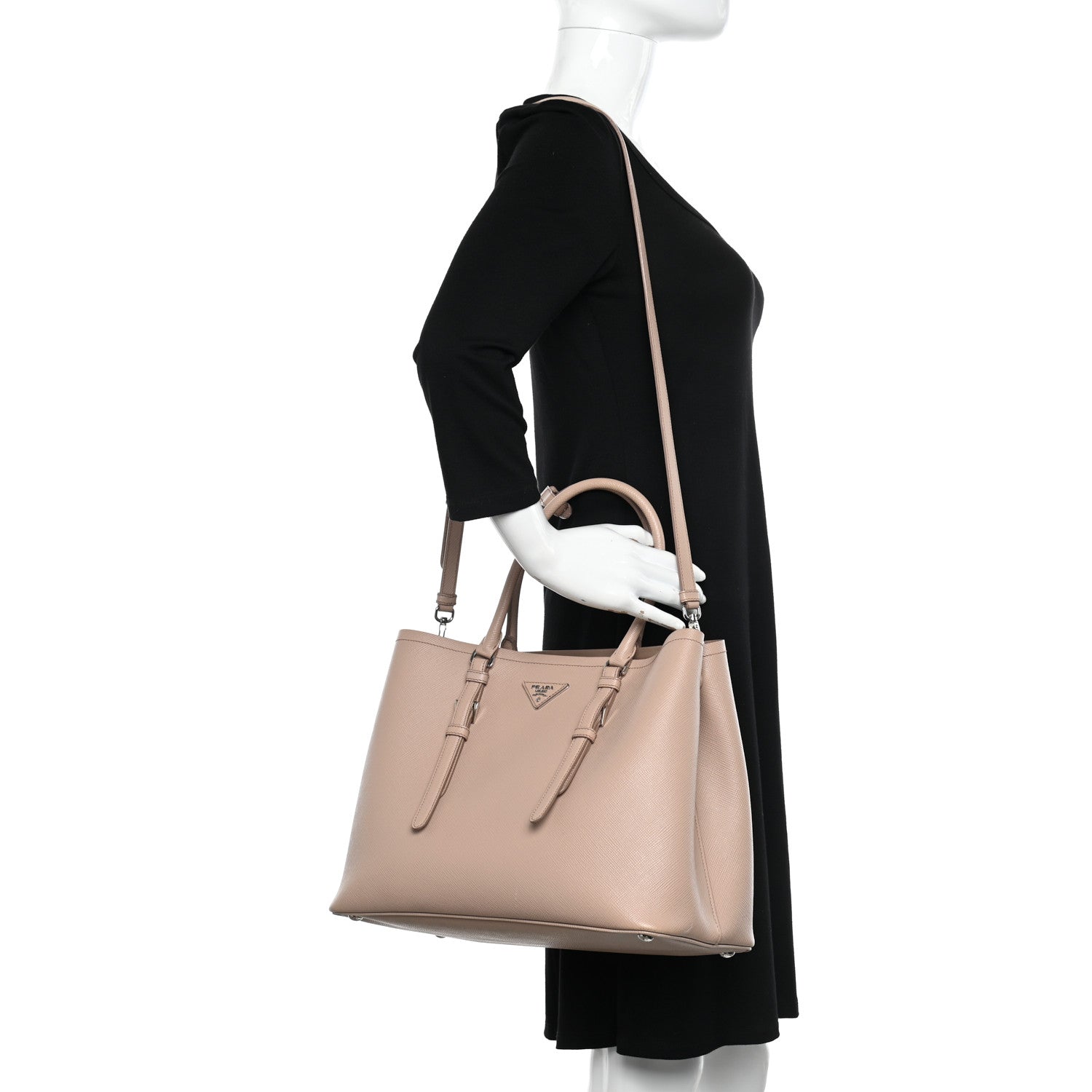 Prada Saffiano Cuir Medium Double Handle Tote Cammeo 3 of 10