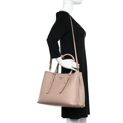 Prada Saffiano Cuir Medium Double Handle Tote Cammeo 3 of 10