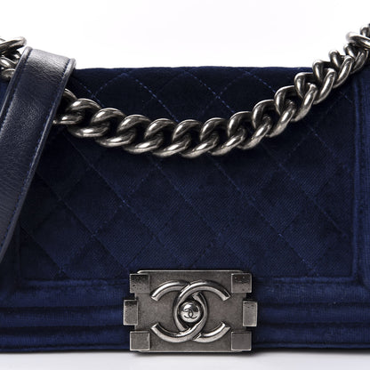 Chanel Velvet Quilted Small Boy Flap Blue 10 of 10
