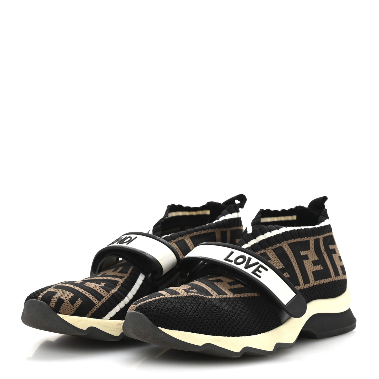 Stretch Yarn FF Stiff Band Rockoko Sneakers 35 Black White Tobacco