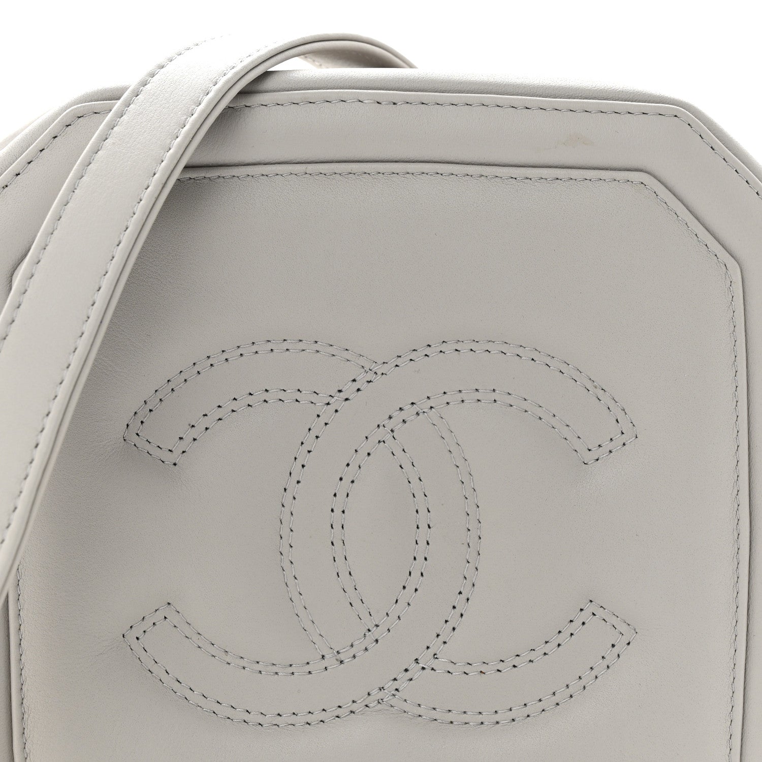 Chanel Calfskin Quilted CC Stitched Crossbody Camera Case Light Grey 8 of 13