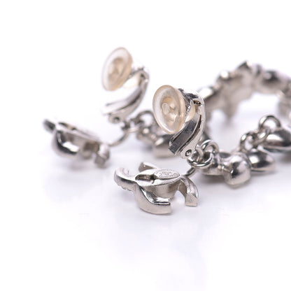 Chanel Crystal CC Clip On Earrings Silver Grey 3 of 5