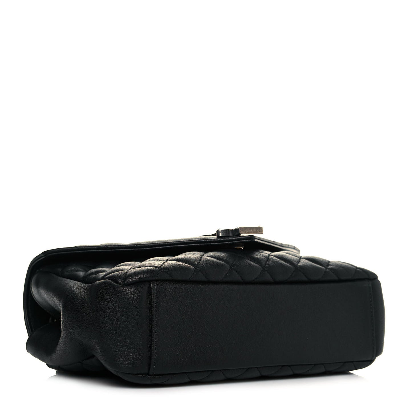 Sheepskin Tri-Quilt Monogram Medium College Bag Black