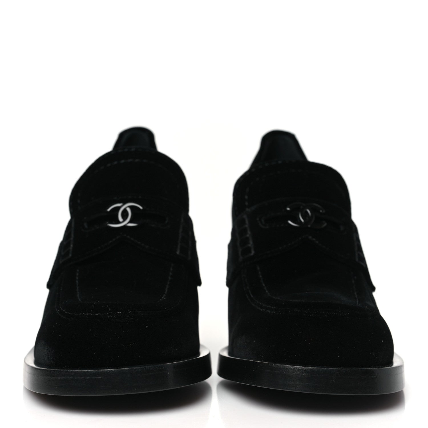 Chanel Velvet CC Mocassin Pumps 40 Black 2 of 9